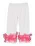 Girls Off-White Hot Pink Double Ruffle Ankle Trim Leggings 9M-8 - SophiasStyle.com
